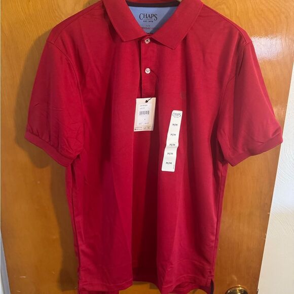 Red Polo Shirt Mens Medium Chaps Wicking - Picture 1 of 2